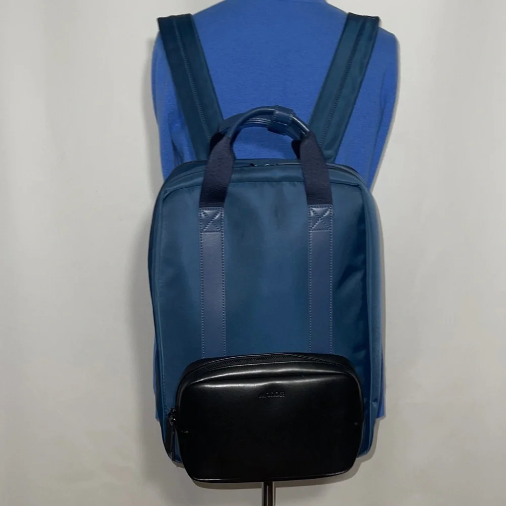 Monos Metro Backpack Oxford Blue with Black Front Pouch Bag
